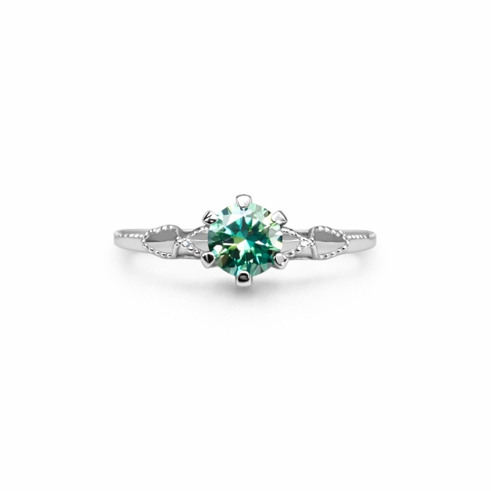 1.0 CT Alexandrite-Color Moissanite Ring